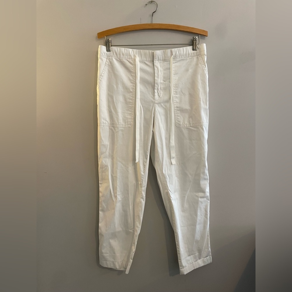 LOFT White Cropped Drawstring Ankle Pants